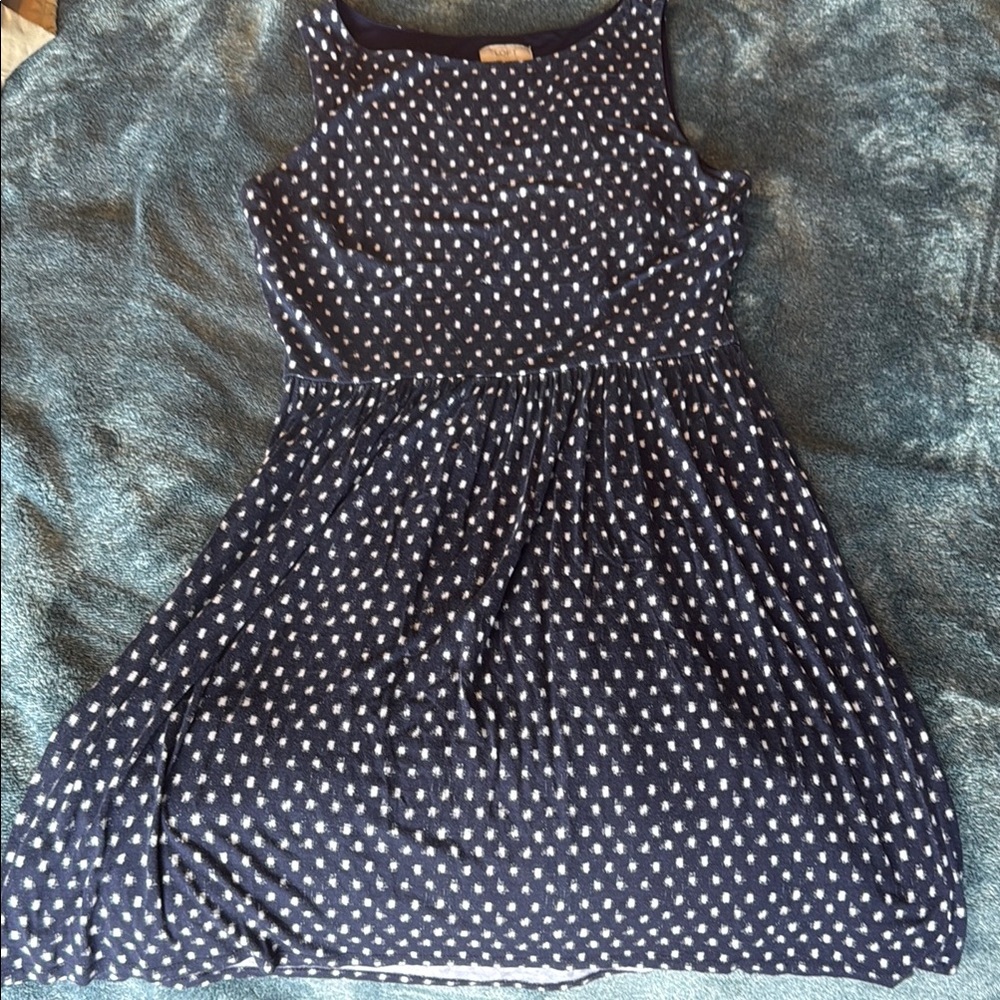 LOFT White and Blue Halter A-Line Sundress